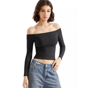 Women's Off-shoulder Long-sleeved Crop Top