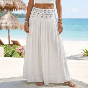 New Solid-color Cotton-linen Skirt For Women