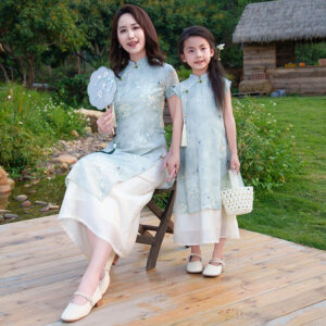 New Chinese-style Faux Two-piece Modified Cheongsam Mother-daughter...